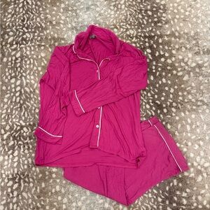 J. Crew Fuchsia Pajama Set with White Trim